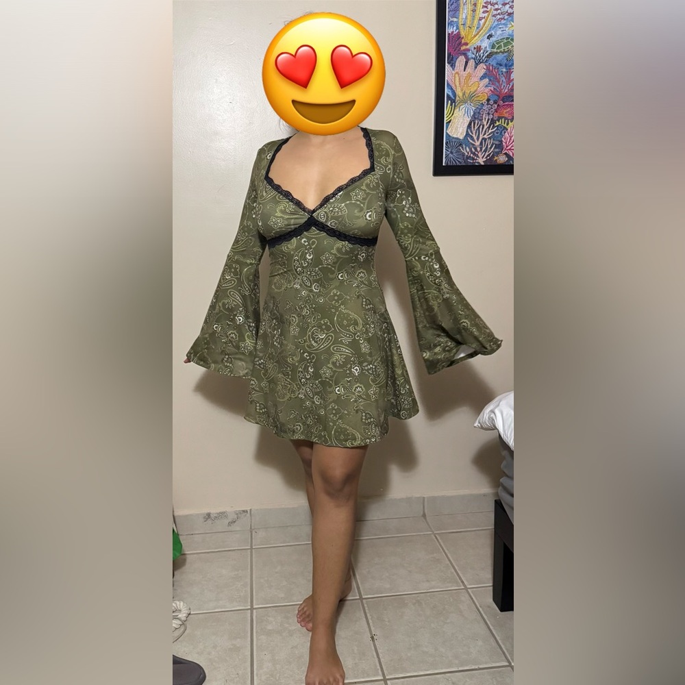 Olive Green Long Sleeve Dress